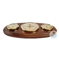 31cm Walnut Weather Station With Barometer Thermometer & Hygrometer By FISCHER image