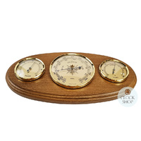 31cm Oak Weather Station With Barometer Thermometer & Hygrometer By FISCHER image