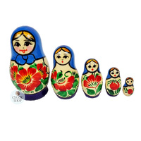 Kirov Russian Dolls- Blue Scarf & Purple Dress 10cm (Set Of 5) image