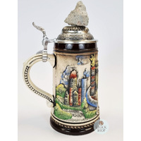 Checkpoint Charlie Beer Stein With Genuine Berlin Wall Piece On Lid 0.5L By Thewalt 1893 image