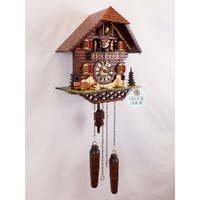 Black Forest Battery Chalet Cuckoo Clock With Dancers 32cm By TRENKLE image