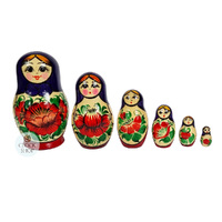 Kirov Russian Dolls- Purple Scarf & Red Dress 12cm (Set Of 6) image