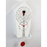 White Modern Battery Cuckoo Clock 39cm By AMS image