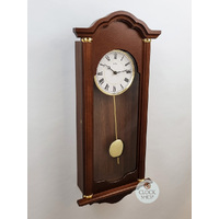 64cm Walnut Battery Chiming Wall Clock With Gold Accents By AMS image
