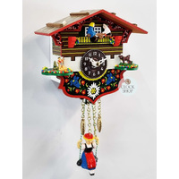 Swiss House Battery Chalet Clock With Seesaw & Swinging Doll 14cm By TRENKLE image