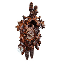 Owls 8 Day Mechanical Carved Cuckoo Clock 46cm By SCHWER image
