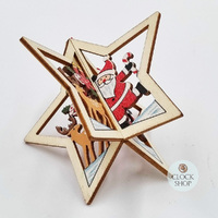 11cm Wooden 3D Star Hanging Decoration- Assorted Designs image
