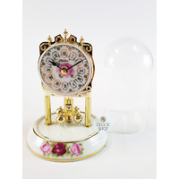 16cm White & Gold Porcelain Anniversary Clock With Floral Detail By HALLER image