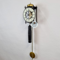 62cm Black & Brass Mechanical Skeleton Wall Clock With Bell Strike By HERMLE  image