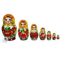 Kirov Russian Dolls- Yellow Scarf & Red Dress 15cm (Set Of 7) image