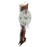 70cm Walnut & Silver Pendulum Wall Clock With Round Dial By AMS image