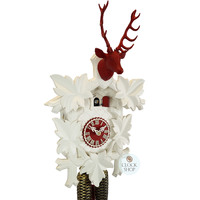 5 Leaf & Deer White & Red 8 Day Mechanical Carved Cuckoo Clock 38cm By HÖNES image