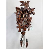 5 Leaf & Bird Battery Carved Cuckoo Clock With Dancers 35cm By TRENKLE image