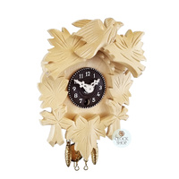 5 Leaf & Bird Mechanical Carved Clock Natural 14cm By TRENKLE image