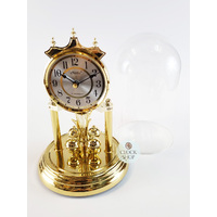 23cm Gold Anniversary Clock With Silver Dial & Westminster Chime By HALLER image