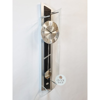84cm Black & Silver Pendulum Wall Clock With Slate Inlay By AMS image