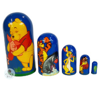 Winnie The Pooh Russian Dolls- Blue 11cm (Set Of 5) image
