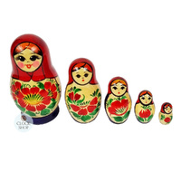 Kirov Russian Dolls- Red Scarf & Purple Dress 10cm (Set Of 5) image