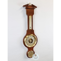 71cm Walnut Traditional Weather Station With Barometer Thermometer & Hygrometer By FISCHER image