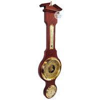 71cm Mahogany Traditional Weather Station With Barometer Thermometer & Hygrometer By FISCHER image