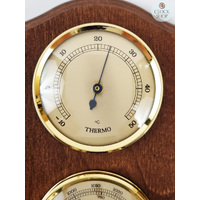 26cm Walnut Weather Station With Barometer Thermometer & Hygrometer By FISCHER image