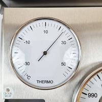 31cm Silver Outdoor Weather Station With Barometer Thermometer & Hygrometer By FISCHER  image