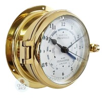 16cm Polished Brass Quartz Time & Tide Clock By FISCHER image