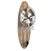 54cm Beech & Silver Oblong Pendulum Wall Clock By AMS image