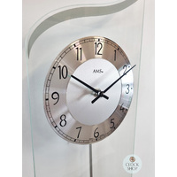 55cm Silver Curved Glass Pendulum Wall Clock By AMS  image