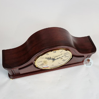 18cm Mahogany Mechanical Tambour Mantel Clock With Westminster Chime & Gold Dial By HERMLE image