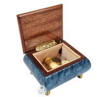 Blue Wooden Music Box With Edelweiss Flowers- Small (Edelweiss) image