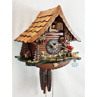 Fisherman with Moving Arm 1 Day Mechanical Chalet Cuckoo Clock 30cm By ENGSTLER image