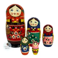 Zagorsk Village Floral Russian Dolls 17cm (Set Of 5) - Assorted Designs image