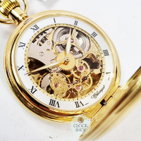 49mm Gold Unisex Mechanical Skeleton Swiss Pocket Watch By CLASSIQUE (Roman) image