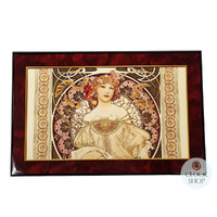 Wooden Musical Jewellery Box - Rêverie By Alphonse Mucha (Liszt- Liebestraum) image