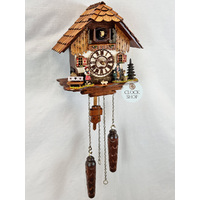 Black Forest Couple Battery Chalet Cuckoo Clock 25cm By TRENKLE image