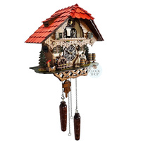 Beer Drinker & Waterwheel Battery Chalet Cuckoo Clock With Dancers 30cm By TRENKLE image
