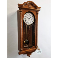 68cm Oak 8 Day Mechanical Chiming Wall Clock With Columns By AMS image