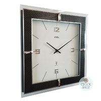 29cm Black & White Square Glass Wall Clock By AMS image