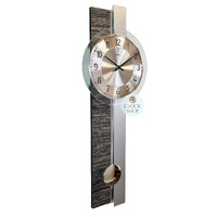 67cm Charcoal & Silver Pendulum Wall Clock With Silver Dial By AMS  image