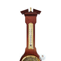 54cm Mahogany Traditional Weather Station With Barometer Thermometer & Hygrometer By FISCHER image