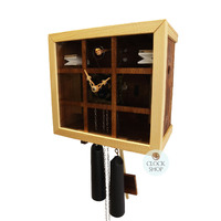 Brown Cube 8 Day Mechanical Modern Cuckoo Clock With Clear Front 26cm By ROMBA image