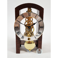 18cm Walnut Mechanical Skeleton Table Clock By HERMLE image