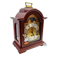 30cm Mahogany Mechanical Table Clock With Westminster Chime & Moon Dial By HERMLE image