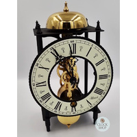 24cm Black & Brass Mechanical Skeleton Table Clock With Bell Strike By HERMLE image