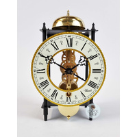 24cm Black & Brass Mechanical Skeleton Table Clock With Bell Strike By HERMLE  image