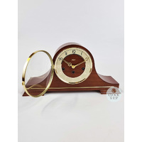 21.5cm Walnut Mechanical Tambour Mantel Clock With Westminster Chime By HERMLE  image