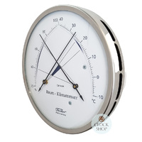 13cm Silver Room Climate Meter With Thermometer & Hair Hygrometer By FISCHER image