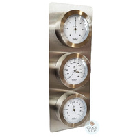38cm Silver Outdoor Weather Station With Thermometer, Barometer & Hygrometer By FISCHER  image