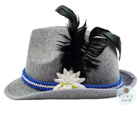 Grey & Blue Trilby Party Hat With Feather image